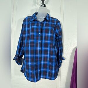 Gap Women’s Blue Plaid Button Down Top Size Large  NWT